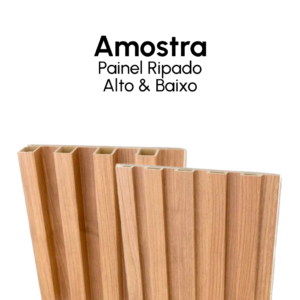 Amostra Painel Ripado Madeira Ecológica Interno - Alto e Baixo - Freijó